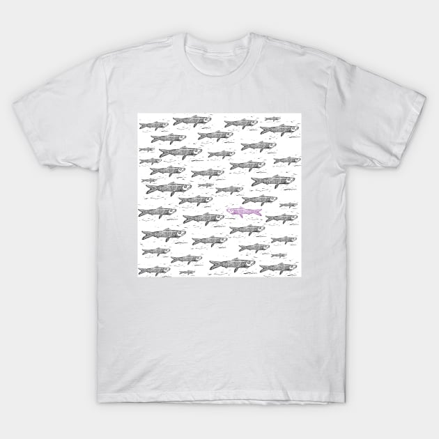 Purple Sardine fish T-Shirt by ElenaCasiglio
